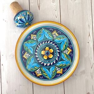 Deruta Italy Hand-Painted Ceramic Pottery Bottle Coaster / Small Plate Wine Cork